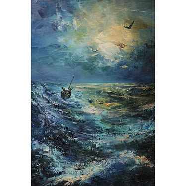 Boat in Stormy Sea Canvas